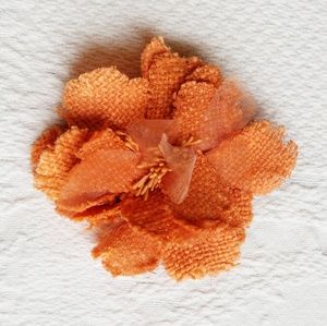 Burlap Orange Rose Hair Clip /Brooch